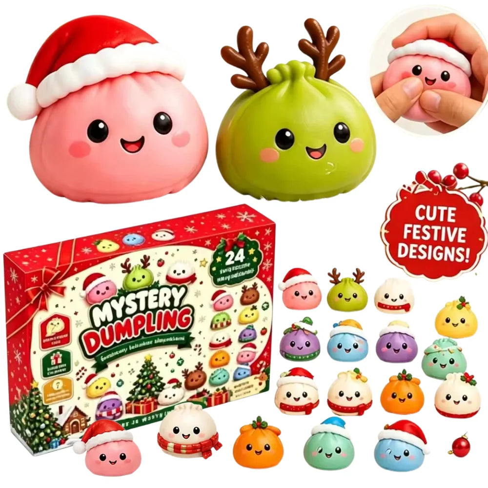 Christmas Squishies Advent Calendar 2026 24 Days Countdown Dumpling Squishy Toys Slow Rising Squeeze Fidget Sensory Decor Gift