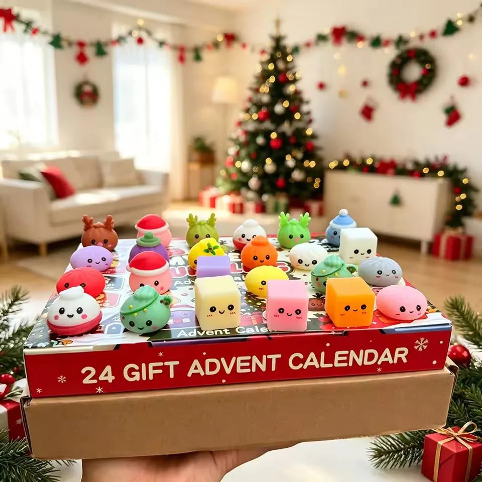 Christmas Squishies Advent Calendar 2026 24 Days Countdown Dumpling Squishy Toys Slow Rising Squeeze Fidget Sensory Decor Gift